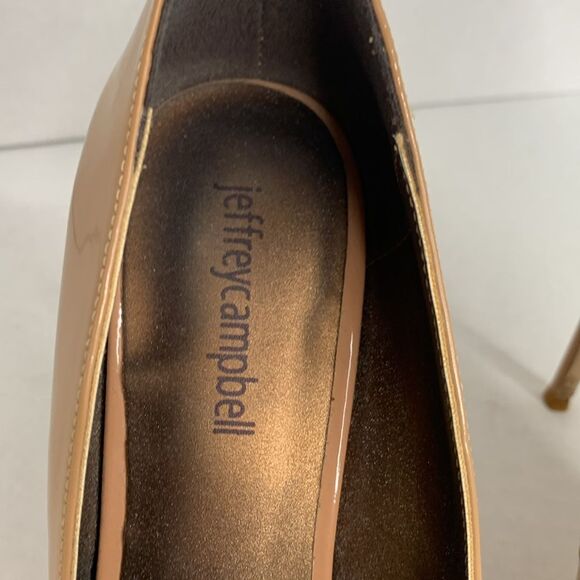 Jeffrey Campbell tan patent leather pointed toe pumps - Picture 7 of 10